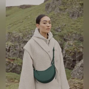 Polene Numero Dix Edition Textured Green - Crescent Crossbody Bag